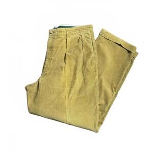VTG Nautica Men's Pants Corduroy  40X32 Golden Tan Pleated Cuffed Classic Prep